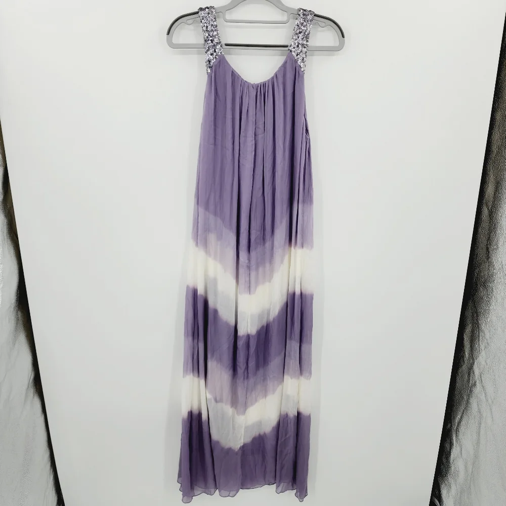 Soft Surroundings Tie Dye Silk Sequined Strap Maxi Dress - Picture 2 of 9